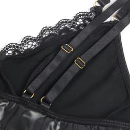 Sexy 3-Delige Lingerieset Dames – Latex Wetlook Body met Jarretels– Lingerie Erotisch Dames – Erotische Lingerie – Sexy Lingerie – Chique – High End Bodysuit – Leren PU Body – Leatherlook – Luxe Nachtkleding – BDSM – Clubwear – Wasteland – S, M, L,XL — thumbnail 6