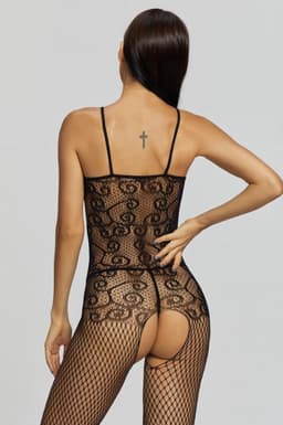Sexy Lingerie – Erotische Catsuit – Lingerie Erotisch – Lingerie Sexy Setje – Kant – Open Rug – Dames lingerie – Erotische verleidelijke Bodystocking – Kinky – One Size – Dare to Undress — thumbnail 4
