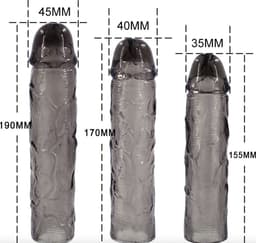 TRY. Tripple Sleeve™ - Penis Sleeve - Set van 3 Penis Sleeves - Verlengend - Verdikkend - Extra Stimulatie - Cockring - Transparant — thumbnail 2