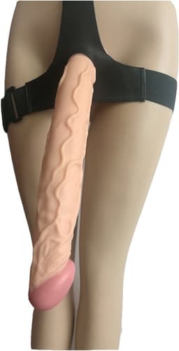 JustValue ​Strap-On XXL Voorbinddildo - 38 cm - Verstelbaar Harnas - Realistisch - Groot - Koppels - Siliconen — thumbnail 10