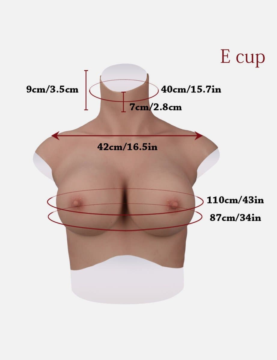 Siliconen Borsten- plus size L XL Borstprothese-Nep borsten- E cup- Cosplay- Travestie-Transgender-Crossdresser-Travestiet-100% siliconen-Breastplate — afbeelding 1