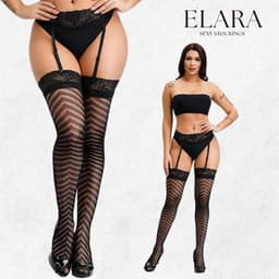 Elara Evelora – Sexy Jarretel Gordel met Kousen – 2-Delige Lingerieset – Verleidelijke Netkousen met Kant – S t/m XL – Dames Lingerie — thumbnail 1