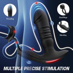 Cuhostki 1 Stuk Prostaat Massager Mannen - Zwarte Prostaat Stimulator met Cockring - App en Afstandsbediening - 7 Stoot- en 7 Trilmode - Waterdicht Seksspeeltje voor Mannen en Koppels — thumbnail 2