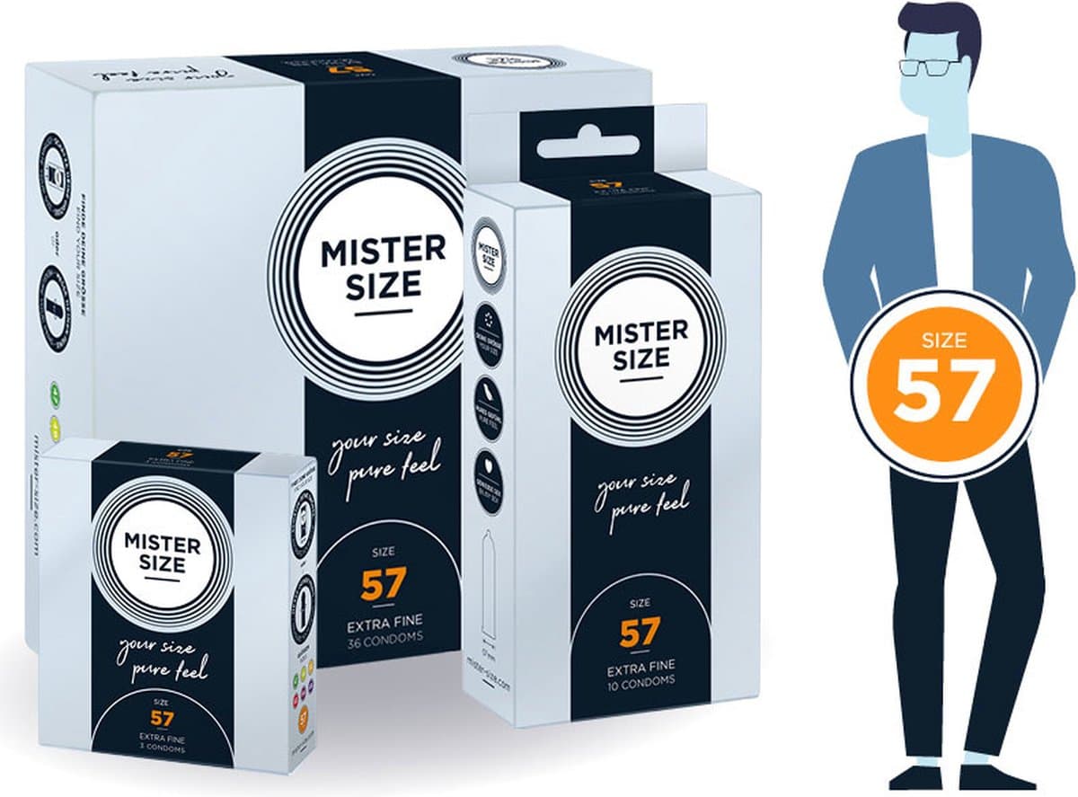 MISTER SIZE 57 Ultra Dunne L condooms 36 stuks (verkrijgbaar in 7 maten) — afbeelding 1