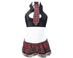 BamBella ® Sexy erotische uniform - Maat M/L - Schoolmeisje Rollenspel kleding outfit dames
