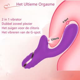 Erodit® Double Pleasure 2 in 1 vibrator paars-G-spot- zuig- luchtdruk vibrator- vibrerende dildo -G-spot/clitoris stimulator–een echte womanizer met zuig en vibratie modus - sex toy/seksspeeltjes voor vrouwen – mannen -koppels — thumbnail 5
