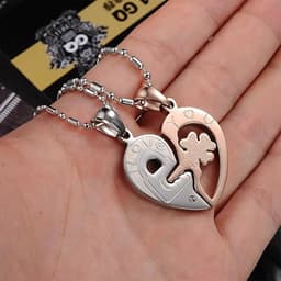 Allecto plus - Puzzelset halskettingen met hartjes - Tweelingen liefdesketting - Romantisch cadeau voor koppels - Vriend vriendin - Deelbare hartketting - Cadeau voor hem - Cadeau voor haar — thumbnail 4