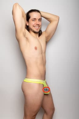 SUKREW Sheer Low-rise Thong Acid Yellow - MAAT XXL - Erotisch Heren Ondergoed - String voor Man - Sexy mannen String — thumbnail 7