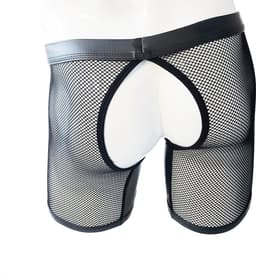 BamBella® S/M open kruis Boxer short kant voor mannen - doorzichtig BDSM Erotische Sexy Lingerie lang Heren - Zwart mannen ondergoed slip — thumbnail 6