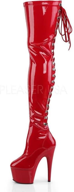 Pleaser - ADORE-3063 Plateau Overknee Laarzen - Paaldans schoenen - 42 Shoes - Rood — thumbnail 4