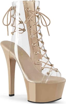 Pleaser - ASPIRE60030 Plateau Laarzen, Paaldans schoenen - Paaldans schoenen - 35 Shoes - Creme/Transparant — thumbnail 1