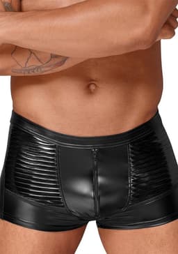 Wetlook shorts with PVC pleats - Black L — thumbnail 9