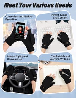 Vingerloze Handschoenen met Kap - Warm Gebreid - Thermisch en Touchscreen - Ideaal voor Sport en Autorijden - ShopVlot — thumbnail 3