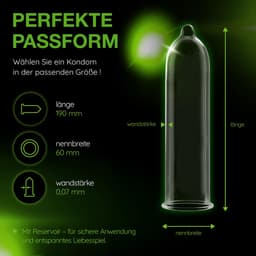 VITALIS 100 premium condooms 60mm XXL | Nominale breedte 64 mm | Gevoelsechte transparante condooms extra groot | met glijmiddel op siliconenbasis — thumbnail 4