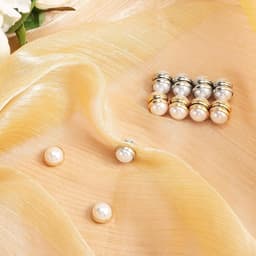 10st Magnetische Hijab Pins, Dubbelzijdige Parels Hijab Multifunctionele Parel Bruidssluier Gewichten Bruiloft Sluier Gewichten Magnetische Parels voor Vrouwen Meisjes Kleding(5 Goud & 5 Zilver) — thumbnail 3