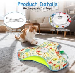 Interactief kattenspeelgoed met veermechanisme Oplaadbaar intelligent elektrisch kattenspielgoed met veren Muisgeluiden 3 spelmodi USB-opladen Gele wekker — thumbnail 4