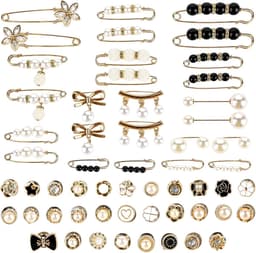 Broches voor kleding, parels strass broche dames met knopen, multi-size halslijn verkleineren clip zonder naaien, veiligheidsspelden voor truien, sjaals, broeken, jurken, hoeden, doe-het-zelf — thumbnail 1