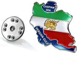 Iran Vlag Pin Bulk Roestvrij Stell Oude Perzische Iraanse Leeuw Zon en Kroon Revers Broche Erfgoed Sieraden Kleding Accessoires Souvenir Serie Badge Geschenken