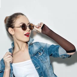 Handschoenen 2 paar zwarte vingerloze visnet-handschoenen lange en korte mesh handschoen nylon visnet wanten stretch net handschoen voor vrouwen meisjes 80s 90s themafeest Halloween — thumbnail 3