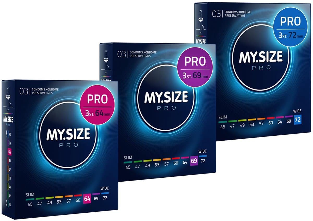 MY.SIZE PRO condoom maat 6,7,8-64,69,72 mm, XL & XXL, 3x3 condooms - perfecte pasvorm en een geschikte maat voor iedereen — afbeelding 1