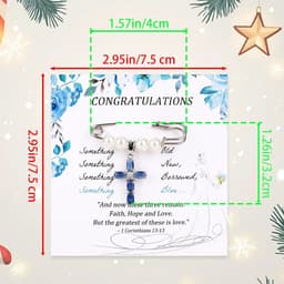 Speld voor Bruid, Delicate Bruidsboeket Broche met Parel en Kruis Bedel voor Bruid Bruiloft Aandenken Cadeau — thumbnail 4