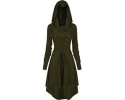 Lange Gothic Jurk Dames met Capuchon - Middeleeuwse & Renaissance Stijl voor Feest of Halloween