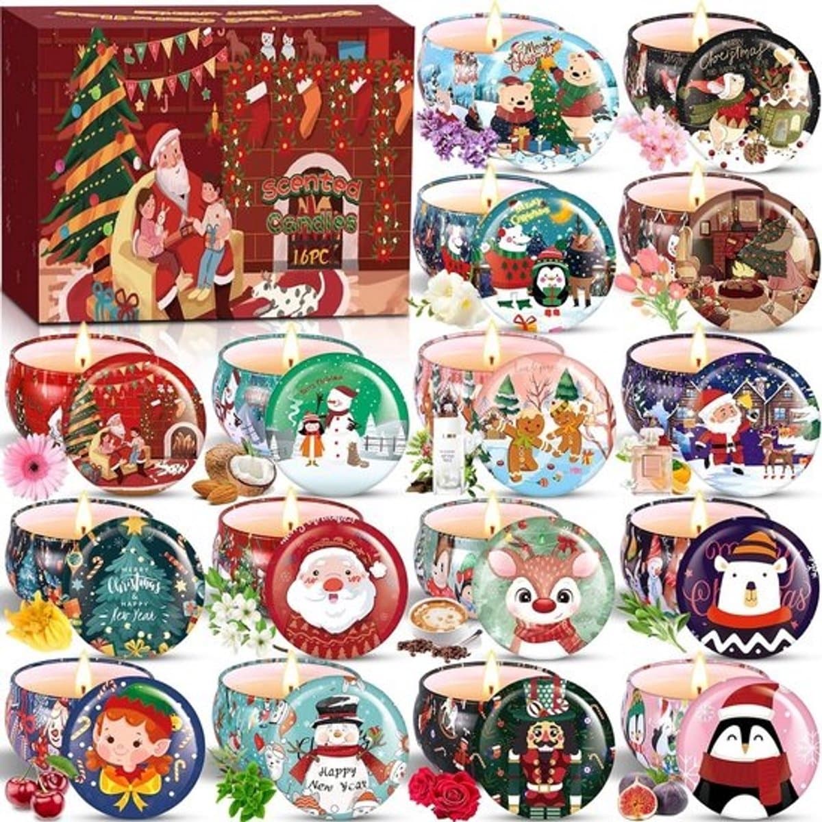 Set van 16 geurkaarsen - Cadeauset voor Dames - Ideaal voor Moederdag, Verjaardag en Kerstmis — afbeelding 1