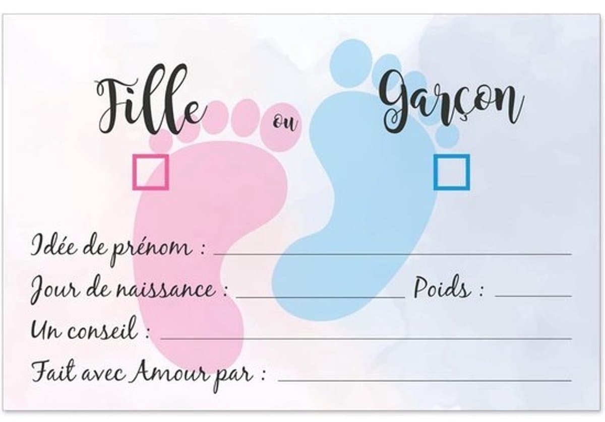 20 Gender Reveal Voorspellingskaarten voor Babyshower - Animatie & Spel — afbeelding 1
