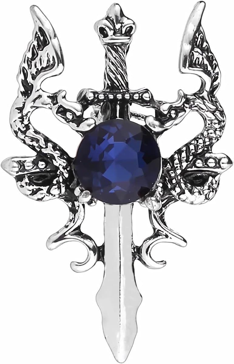 broche kristal dubbele draak revers pin mode kraag borstspeld vintage badge mantel pak rok klinknagels accessoires voor mannen tieners vrouwen, Mittel, Stras — afbeelding 1