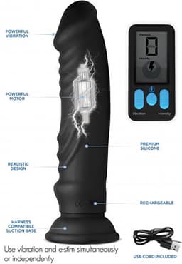 XR Brands - Vibrating and E-Stim Silicone Dildo + Remote Control — thumbnail 5
