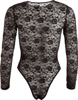 Cottelli Collection –  Wetlook Kanten Afwerking String Body voor de Perfecte Date met Happy End – Maat M – Zwart — thumbnail 3