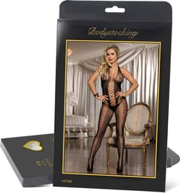 Sexy Lingerie - Erotische Catsuit Open kruis en blote rug - Jarretel met Netkousen - Bodysuit - Bodystocking - Visnet - Sexy Teddy - Fishnet - Erotiek - Valentijnsdag Cadeau Voor Hem & Haar - Zwart - PLUS SIZE - Maat L-XXL — thumbnail 5