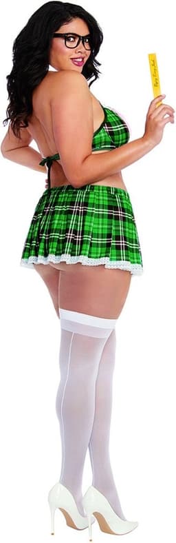 Dreamgirl (All) Geruit Schoolmeisje Kostuum - Plus Size green/white OSQ — thumbnail 2