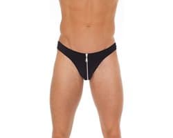Amorable - Mannen String Met Rits - Zwart - One Size - Sexy Mannen Ondergoed - Erotisch