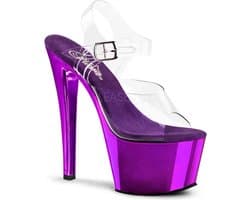 Pleaser - SKY308 Sandaal met enkelband, Paaldans schoenen - Paaldans schoenen - 42 Shoes - Paars/Transparant