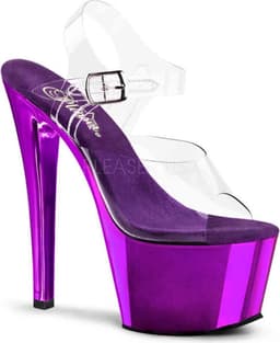 Pleaser - SKY308 Sandaal met enkelband, Paaldans schoenen - Paaldans schoenen - 42 Shoes - Paars/Transparant — thumbnail 1