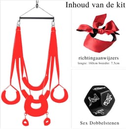 Sex Schommel - Sex Swing Extra Stevig – Seksschommel Met Blinddoek – Seksspeeltjes voor Koppel – Seks Schommel BDSM – Erotiek Toys - Sex Sling – Love Swing – Discreet Verpakt - Rood — thumbnail 4