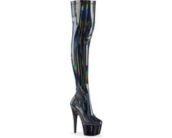 Pleaser - ADORE-3000HWR Plateau Overknee Laarzen - Paaldans schoenen - 39 Shoes - Zwart