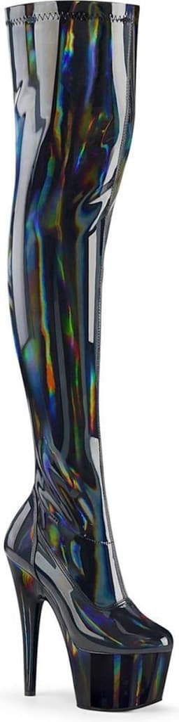 Pleaser - ADORE-3000HWR Plateau Overknee Laarzen - Paaldans schoenen - 39 Shoes - Zwart — thumbnail 1