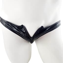 BamBella ® - Slip - Maat L/XL Zwart SM kleding BDSM met rits erotische heren kleding ondergoed lingerie onderbroek zwart — thumbnail 2