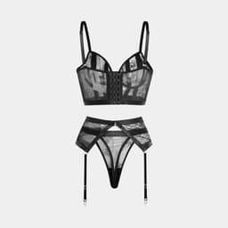 Luxe Lingerieset Dames – Lingerie Erotisch – Sexy Lingerie – 4-delige set – Kant – Lingerie Setje – Verleidelijke BH met Jarretels, Hoge Taille String & Kousen – Sexy Lingerie – Chique – Luxe –Boudoir Look – Kinky – Erotisch – Maat XS/S, M, L, XL — thumbnail 4