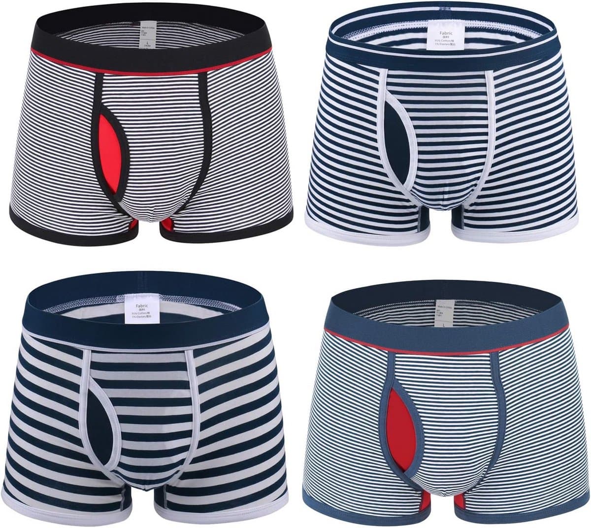 Heren Boxerslips Katoen Gestreepte Open Knoopsgat Multipack Comfortabel en Ademend — afbeelding 1
