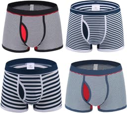 Heren Boxerslips Katoen Gestreepte Open Knoopsgat Multipack Comfortabel en Ademend — thumbnail 1
