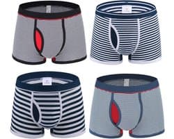 Heren Boxerslips Katoen Gestreepte Open Knoopsgat Multipack Comfortabel en Ademend