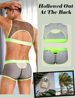Sexy Lingerie Set voor Heren - Erotische Boxershort en Tanktop - Transparant Ondergoed — thumbnail 4
