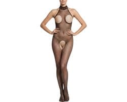 longziming Zwarte Bodystocking Jumpsuit – One Size, Sexy Lingerie, Catsuit, Mesh Bodysuit voor Vrouwen