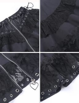 Gothic Rok Dames - Zwart Kant Korte Minirok voor Steampunk en Cosplay — thumbnail 5