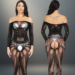 Erotische Catsuit Zwart - Sexy Lingerie - Off Shoulder & Cut-Out Design - One Size S-L (36-40) | LS381 — thumbnail 1