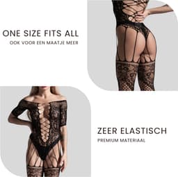 Elara - Carmen - Bodystocking Erotische Lingerie met Open Kruis - Catsuit - S t/m XL - Sexy Dames Lingerie - Bodysuit — thumbnail 3
