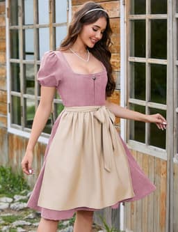 Traditionele midi dirndljurk voor dames van suède — thumbnail 3